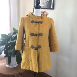 Mustard mid sleeve toggle coat